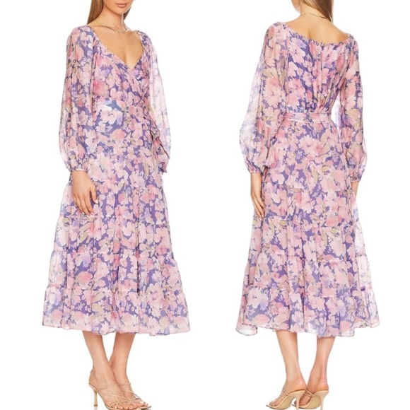 Astr Dresses & Skirts - Astr the Label Lavender & Pink Floral Midi Dress
